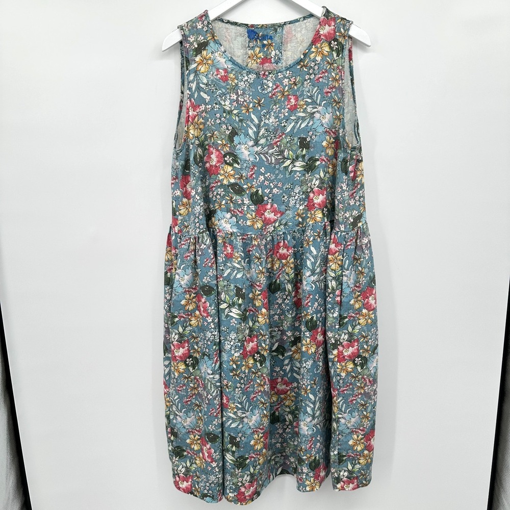 Yuvita 100% Linen Dress Size XL Pockets Garden Party Grannycore Cottagecore Boho - Picture 11 of 11